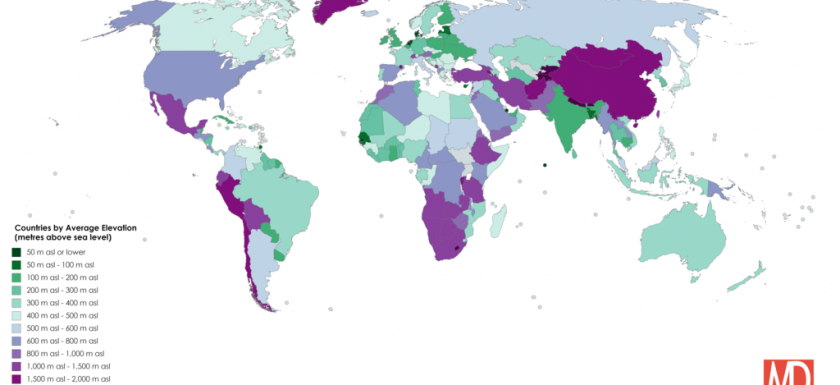 World Average Elevation Map