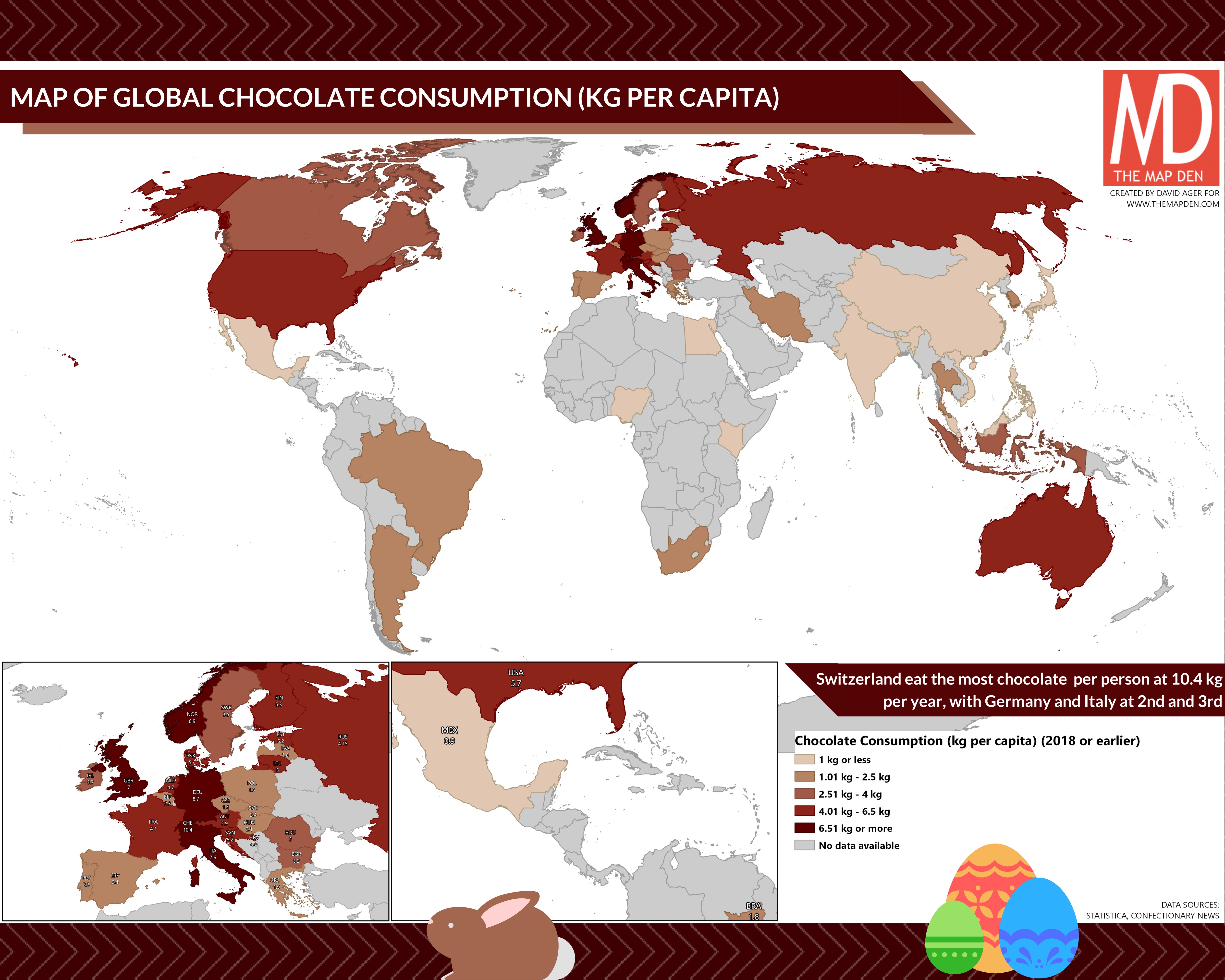 Global Chocolate Consumption per Capita (2018)