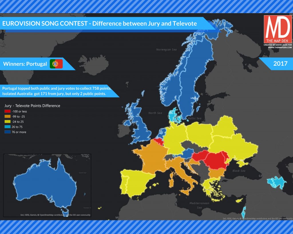 Eurovision 2017 - Jury - Public Vote Difference