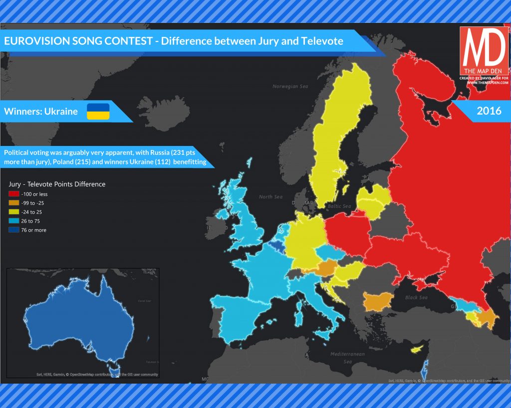 Eurovision 2016 - Jury - Public Vote Difference