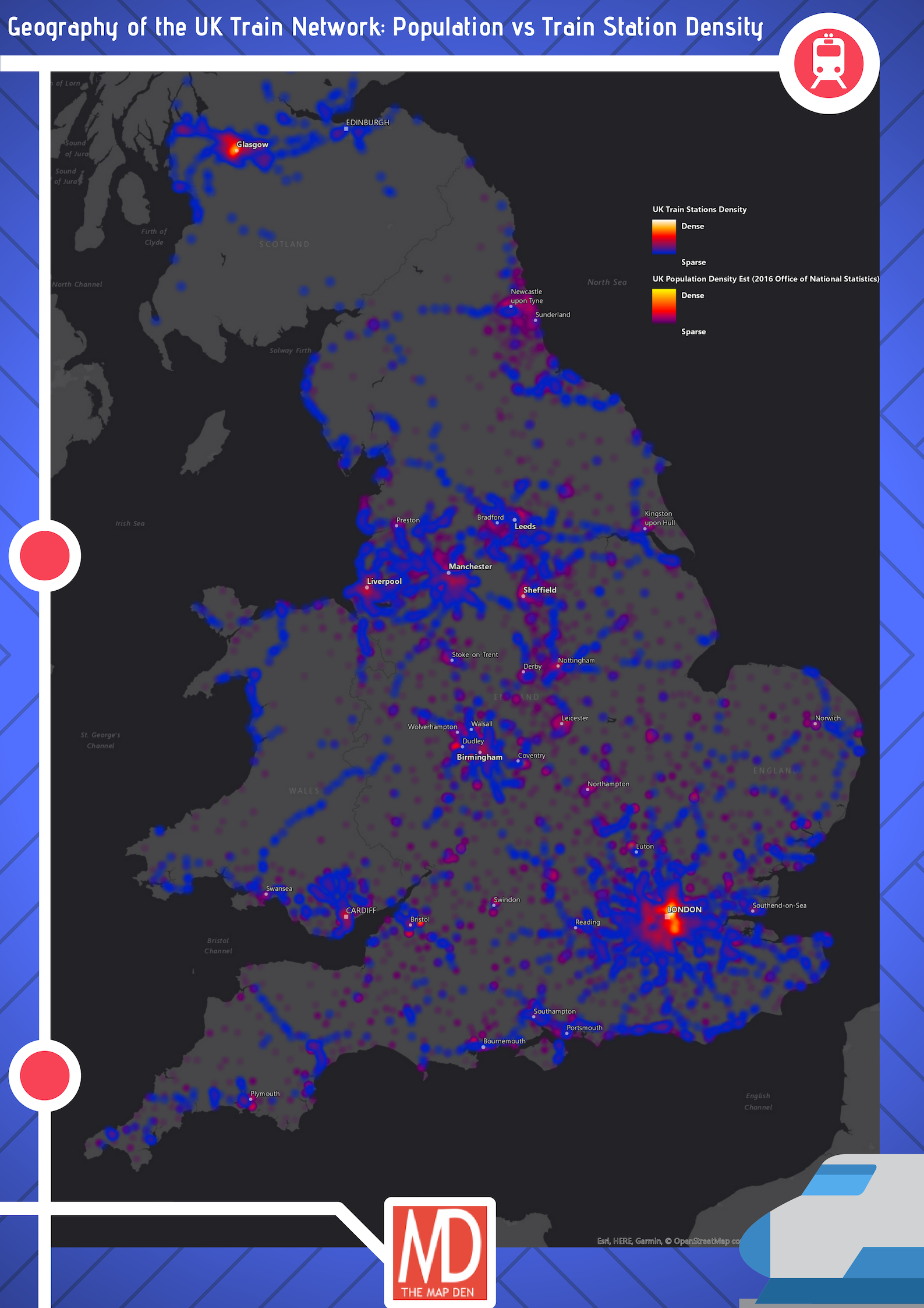 UK Train station density vs Population Density UK Train station density vs Population Density