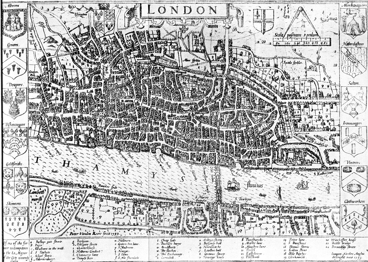 16th Century map of London Capital(John Norden)