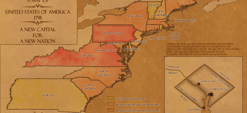 Map of USA for Washington DC, 1791,A New Capital for a New Nation