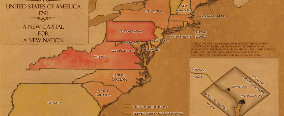 Map of USA for Washington DC, 1791,A New Capital for a New Nation