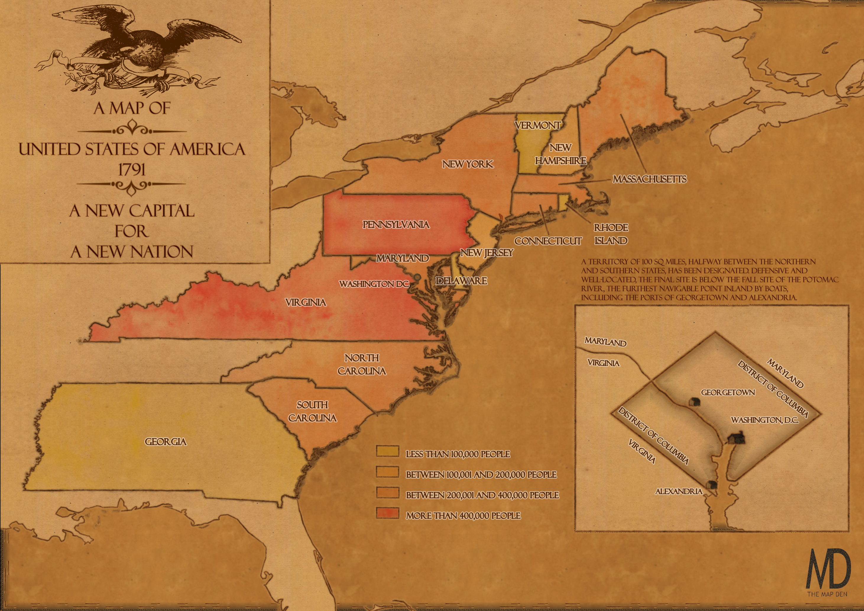 Map of USA for Washington DC, 1791,A New Capital for a New Nation