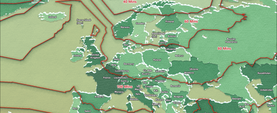Santa Claus Travel Time Map - Europe